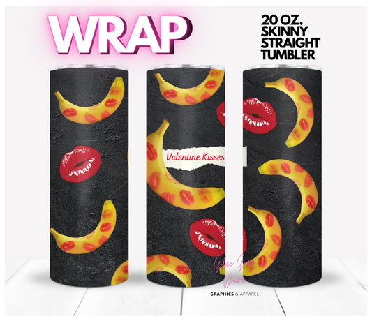 Bananas and Valentine Kisses- Digital tumbler wrap for 20 oz skinny straight tumbler