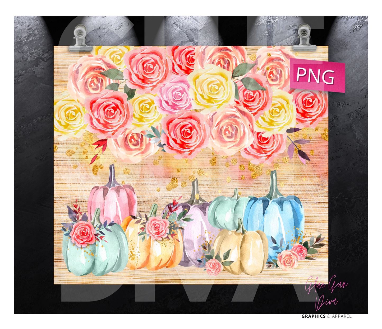 Pastel Pumpkins -  Digital tumbler wrap for 20 oz skinny straight tumbler