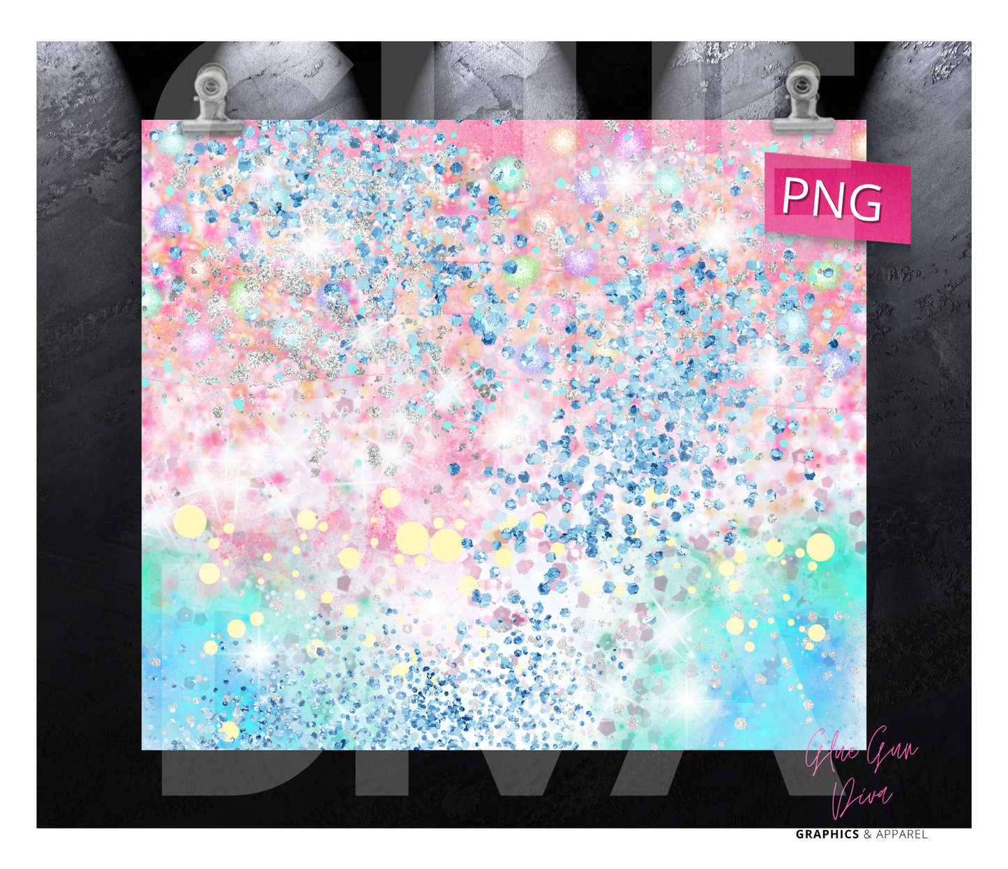 Sparkly Pastels -  Digital tumbler wrap for 20 oz skinny straight tumbler