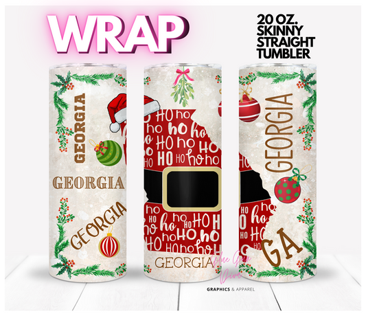 Georgia  HoHoHo - Digital tumbler wrap for 20 oz skinny straight tumbler