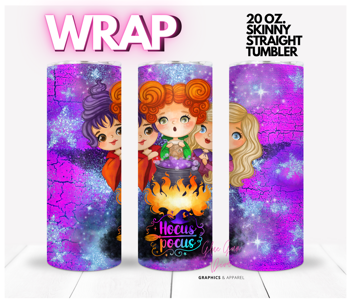 Purple Magic Hocus Pocus Inspired - Digital tumbler wrap for 20 oz skinny straight tumbler