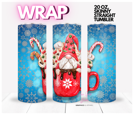 Gnome In A Mug - Digital tumbler wrap for 20 oz skinny straight tumbler