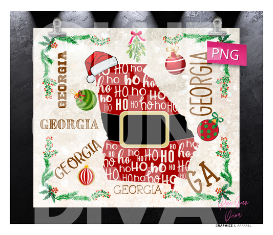 Georgia  HoHoHo - Digital tumbler wrap for 20 oz skinny straight tumbler