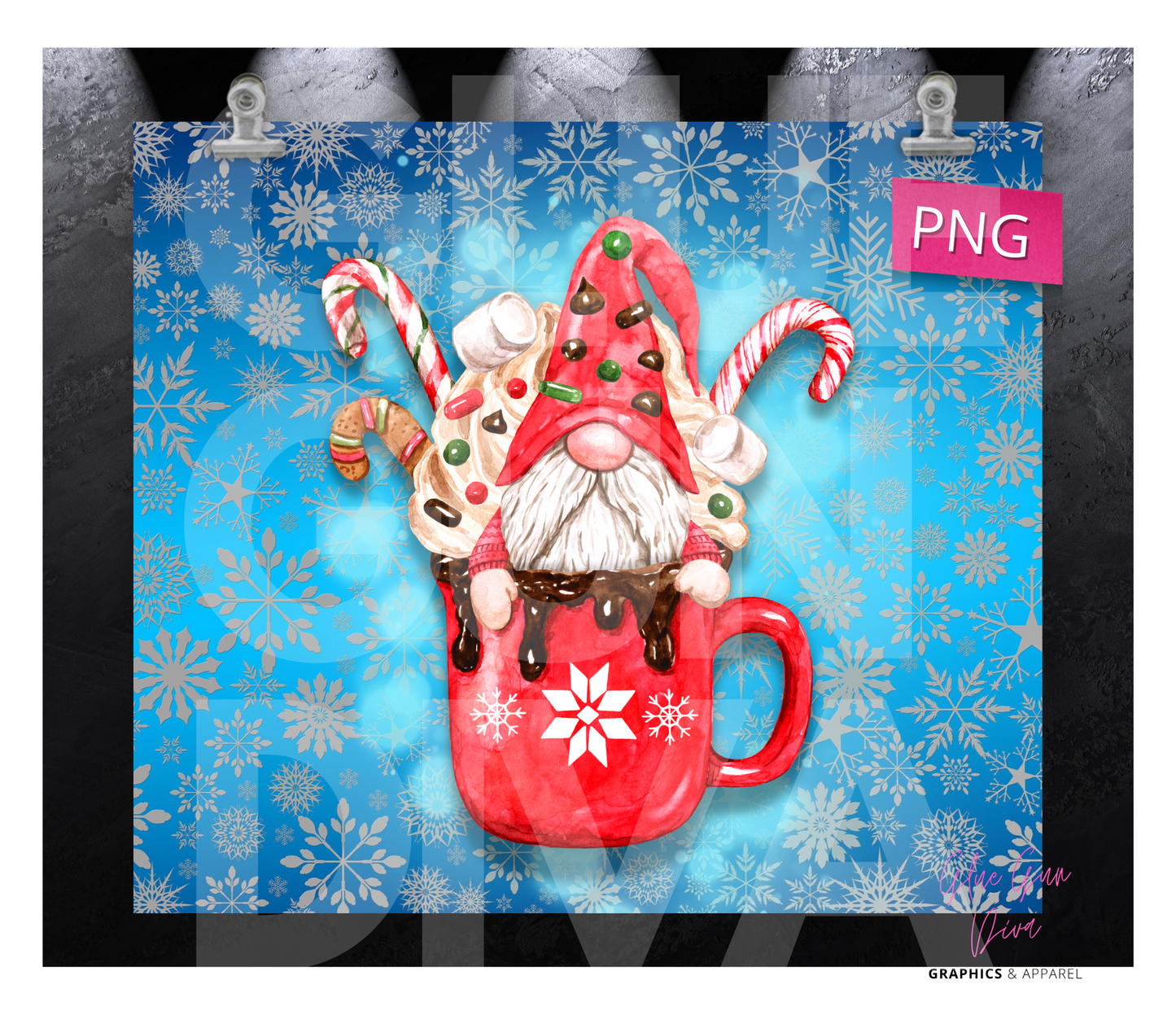 Gnome In A Mug - Digital tumbler wrap for 20 oz skinny straight tumbler