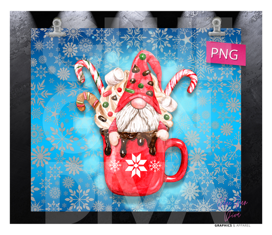 Gnome In A Mug - Digital tumbler wrap for 20 oz skinny straight tumbler