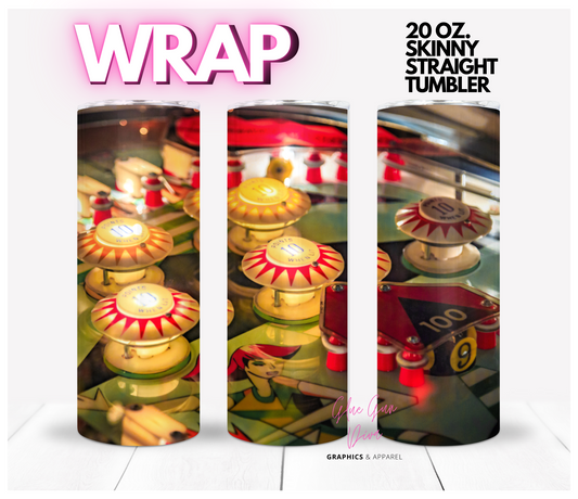 Inside a Pinball Machine- Digital tumbler wrap for 20 oz skinny straight tumbler