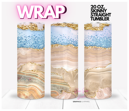 Ivory Agate-  Digital tumbler wrap for 20 oz skinny straight tumbler