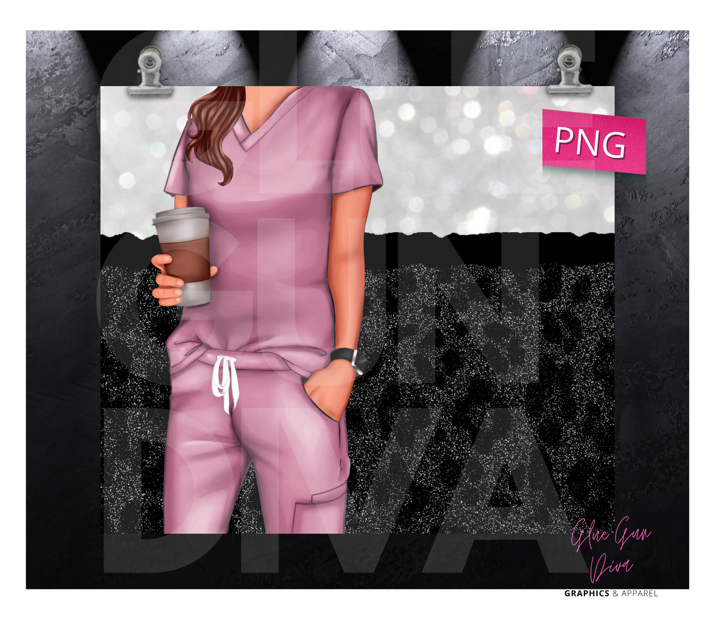 No stethoscope scrubs Pink- Digital tumbler wrap for 20 oz skinny straight tumbler