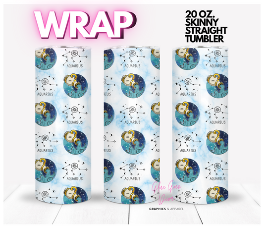 Aquarius Background- Digital tumbler wrap for 20 oz skinny straight tumbler