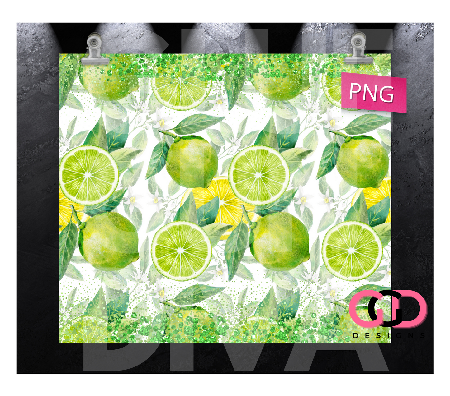 Limes and more limes-   Digital tumbler wrap for 20 oz skinny straight tumbler