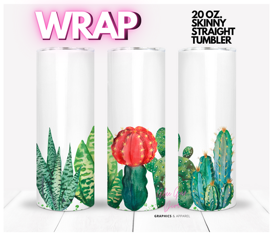 Succulents Bottom -  Digital tumbler wrap for 20 oz skinny straight tumbler