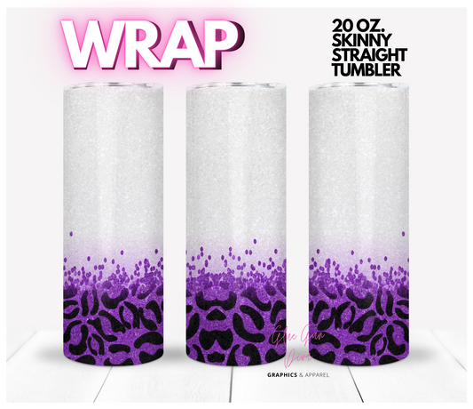 Leopard Purple and glitter- Digital tumbler wrap for 20 oz skinny straight tumbler