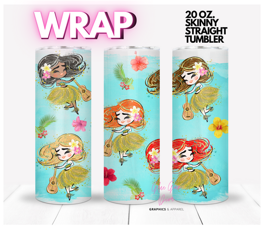 Hula Girls -  Digital tumbler wrap for 20 oz skinny straight tumbler