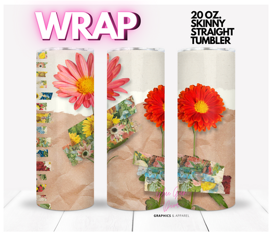 Flower Tapes -Digital tumbler wrap for 20 oz skinny straight tumbler