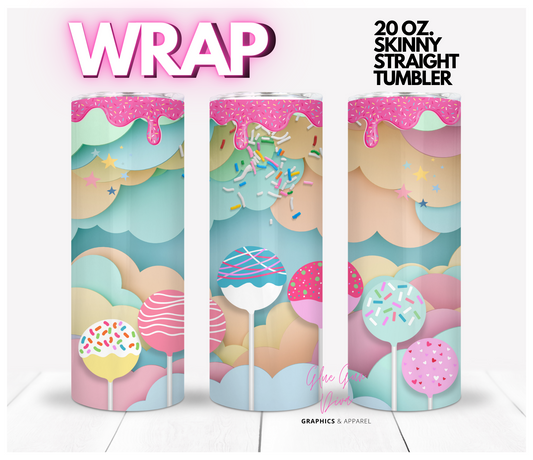 Cakepops - Digital tumbler wrap for 20 oz skinny straight tumbler