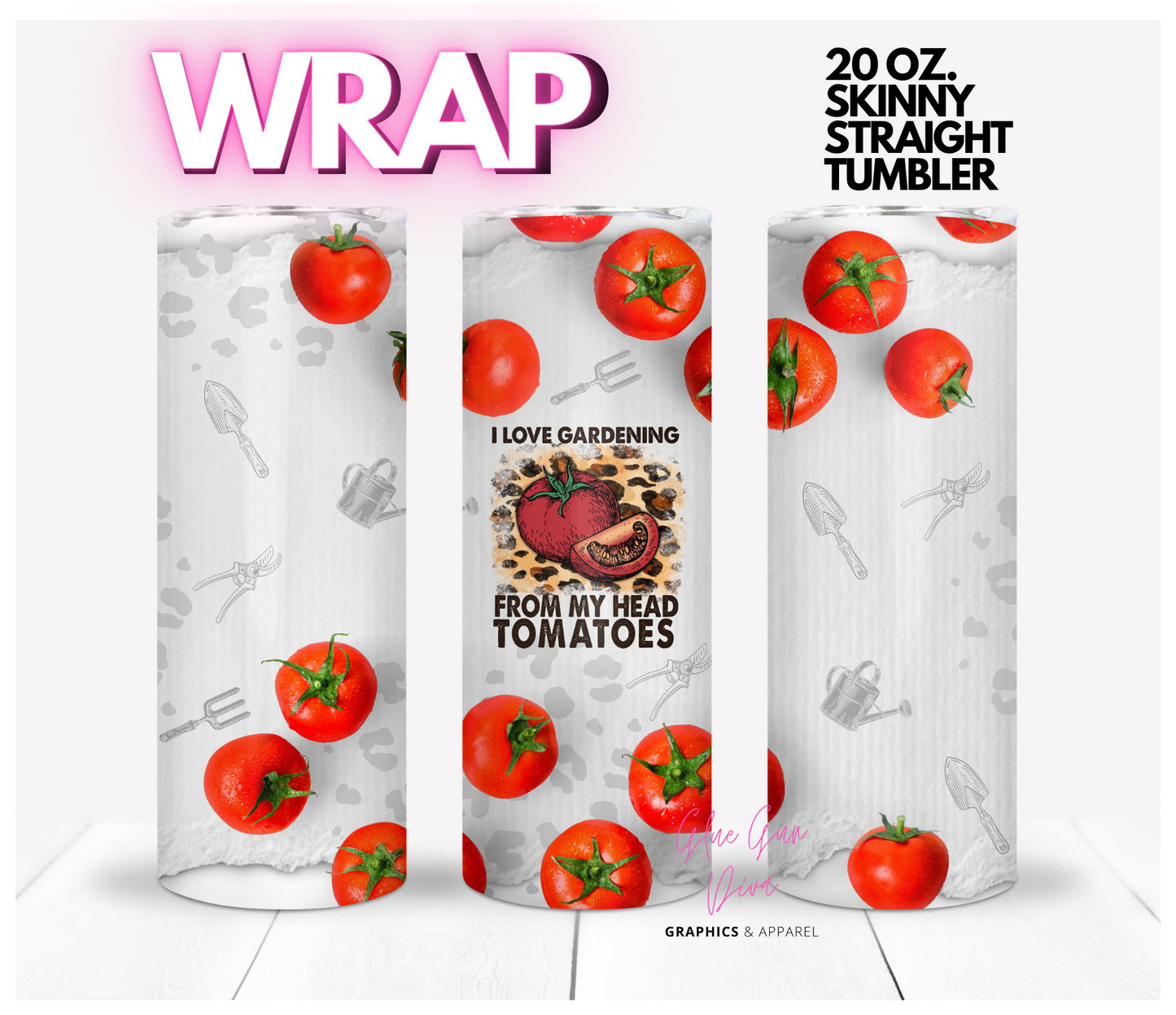 Tomato Garden- Digital tumbler wrap for 20 oz skinny straight tumbler