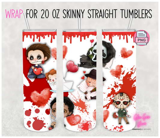 Horror Movie Boys-  Digital tumbler wrap for 20 oz skinny straight tumbler