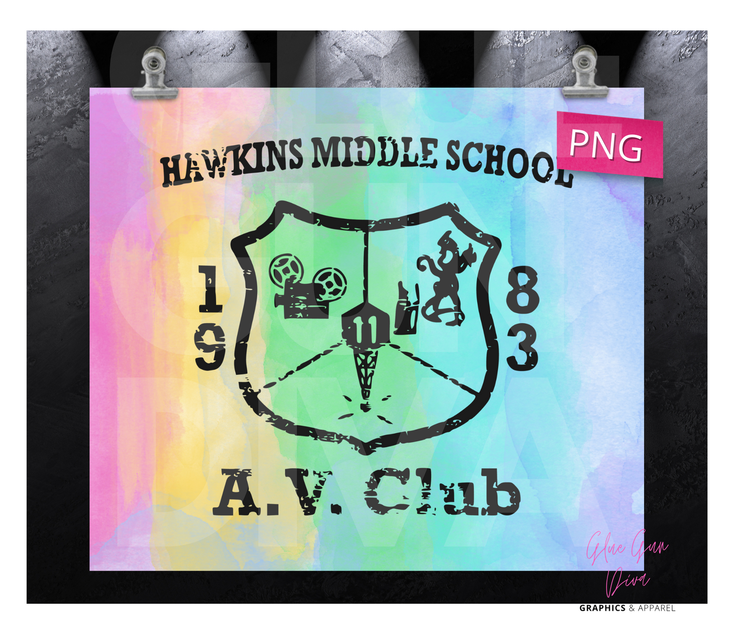 Hawkins Middle School Stranger Things- Digital tumbler wrap for 20 oz skinny straight tumbler