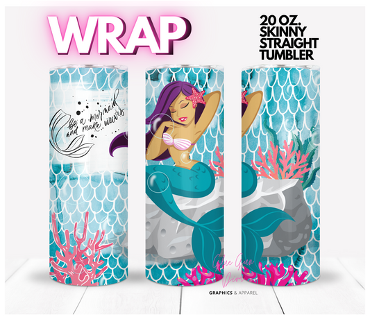 Make waves- Digital tumbler wrap for 20 oz skinny straight tumbler