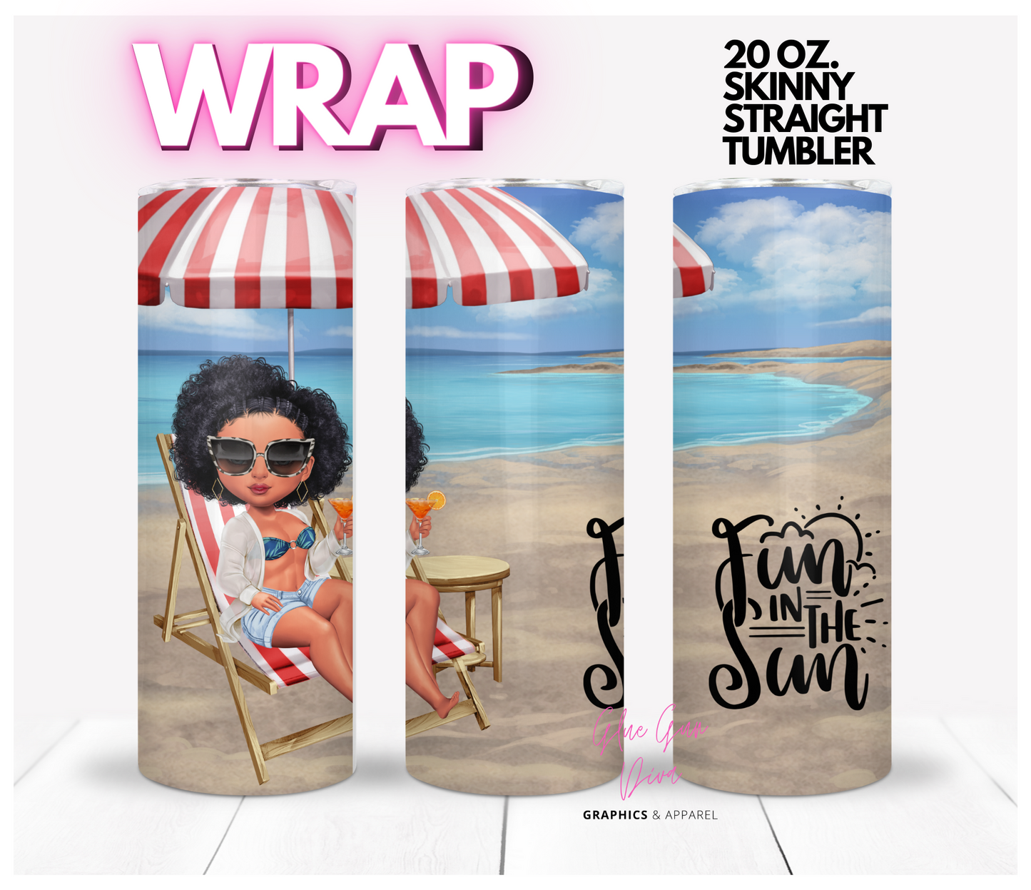 Fun in the Sun 2 -   Digital tumbler wrap for 20 oz skinny straight tumbler