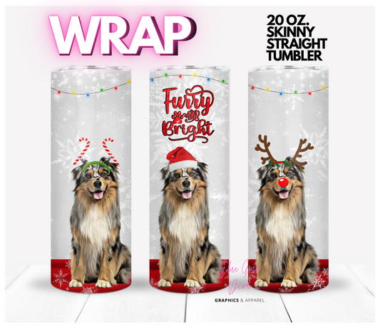 Shetland Sheepdog furry and bright - Digital tumbler wrap for 20 oz skinny straight tumbler