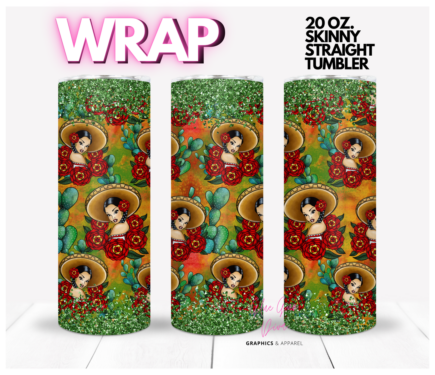 Rosita -  Digital tumbler wrap for 20 oz skinny straight tumbler