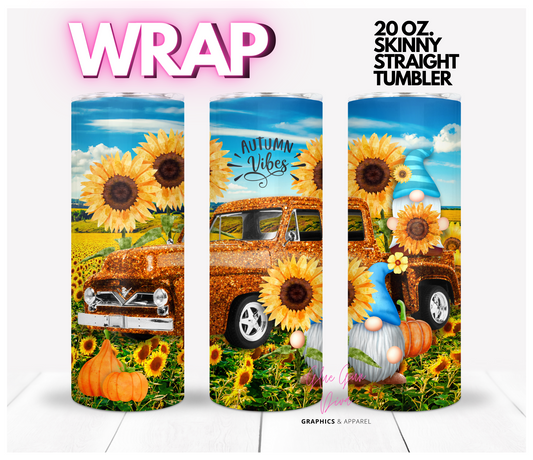 Autumn Vibes -  Digital tumbler wrap for 20 oz skinny straight tumbler