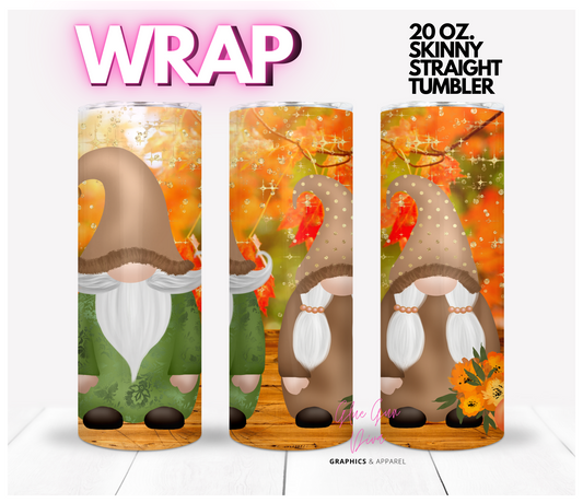 Fall Gnomes-  Digital tumbler wrap for 20 oz skinny straight tumbler