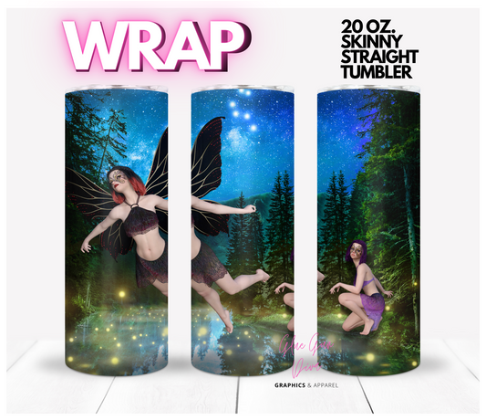 Fairies -  Digital tumbler wrap for 20 oz skinny straight tumbler