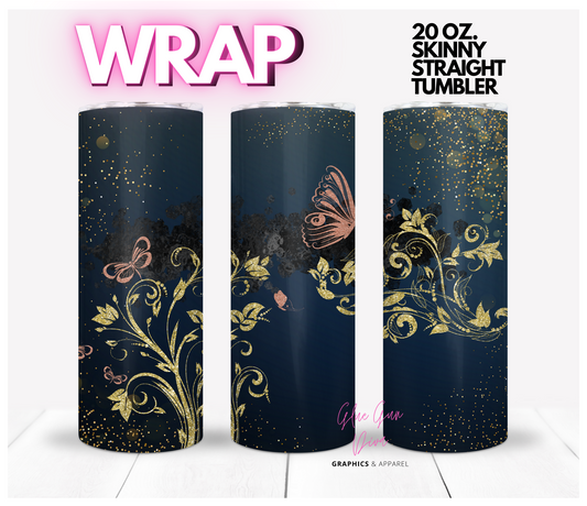 Fall Butterflies -  Digital tumbler wrap for 20 oz skinny straight tumbler