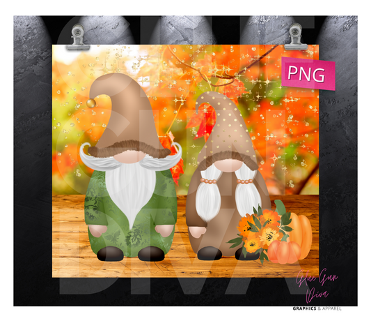 Fall Gnomes-  Digital tumbler wrap for 20 oz skinny straight tumbler