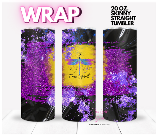 Free Spirit -  Digital tumbler wrap for 20 oz skinny straight tumbler