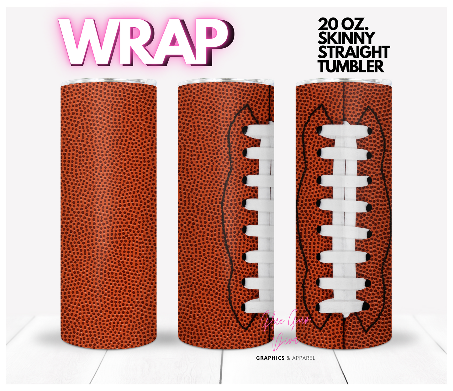 Football  Background - Digital tumbler wrap for 20 oz skinny straight tumbler