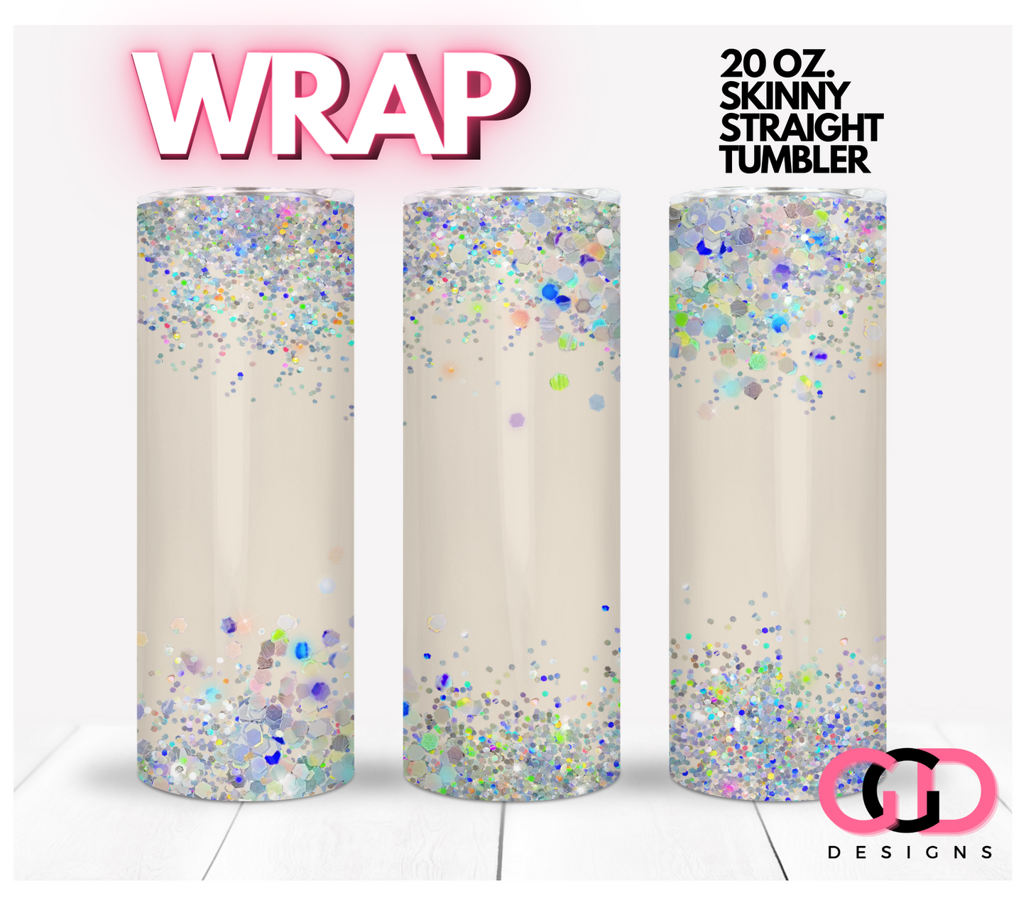 Nude Glitter -   Digital tumbler wrap for 20 oz skinny straight tumbler