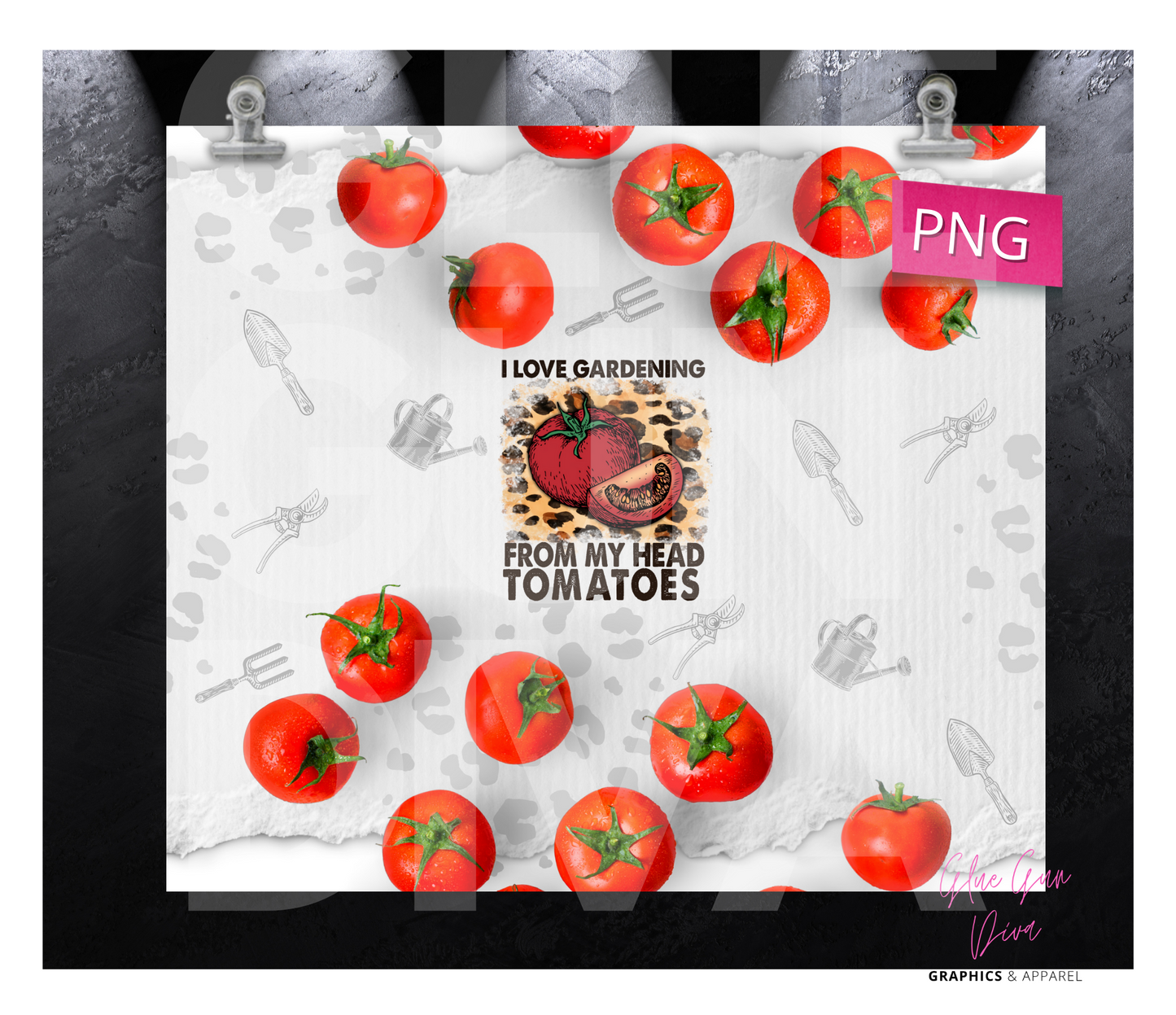 Tomato Garden- Digital tumbler wrap for 20 oz skinny straight tumbler