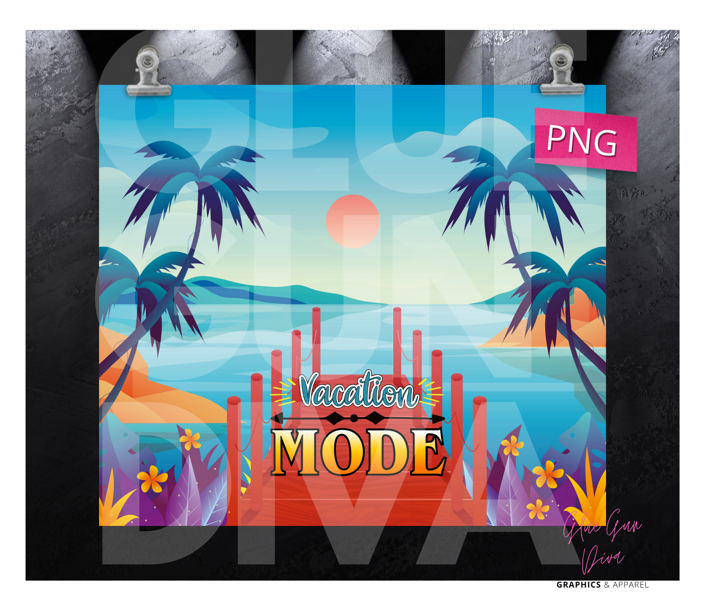 Vacation Mode- Digital tumbler wrap for 20 oz skinny straight tumbler