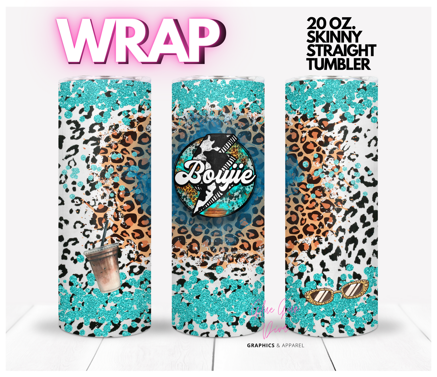 Buojie animal print- Digital tumbler wrap for 20 oz skinny straight tumbler