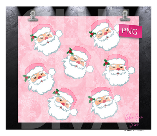 Pink Santa Skin Tone 2 - Digital tumbler wrap for 20 oz skinny straight tumbler