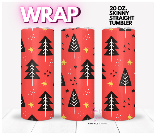 Bright Black Trees - Digital tumbler wrap for 20 oz skinny straight tumbler