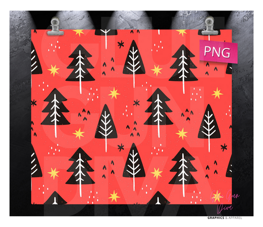 Bright Black Trees - Digital tumbler wrap for 20 oz skinny straight tumbler