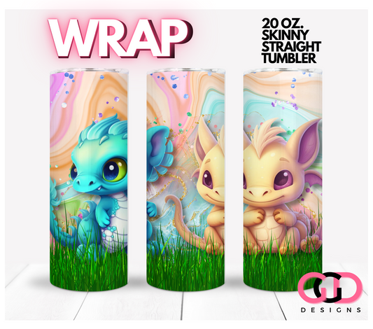 Baby Dragons-   Digital tumbler wrap for 20 oz skinny straight tumbler