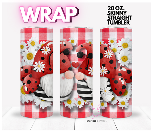 Lady Bug Gnomes- Digital tumbler wrap for 20 oz skinny straight tumbler