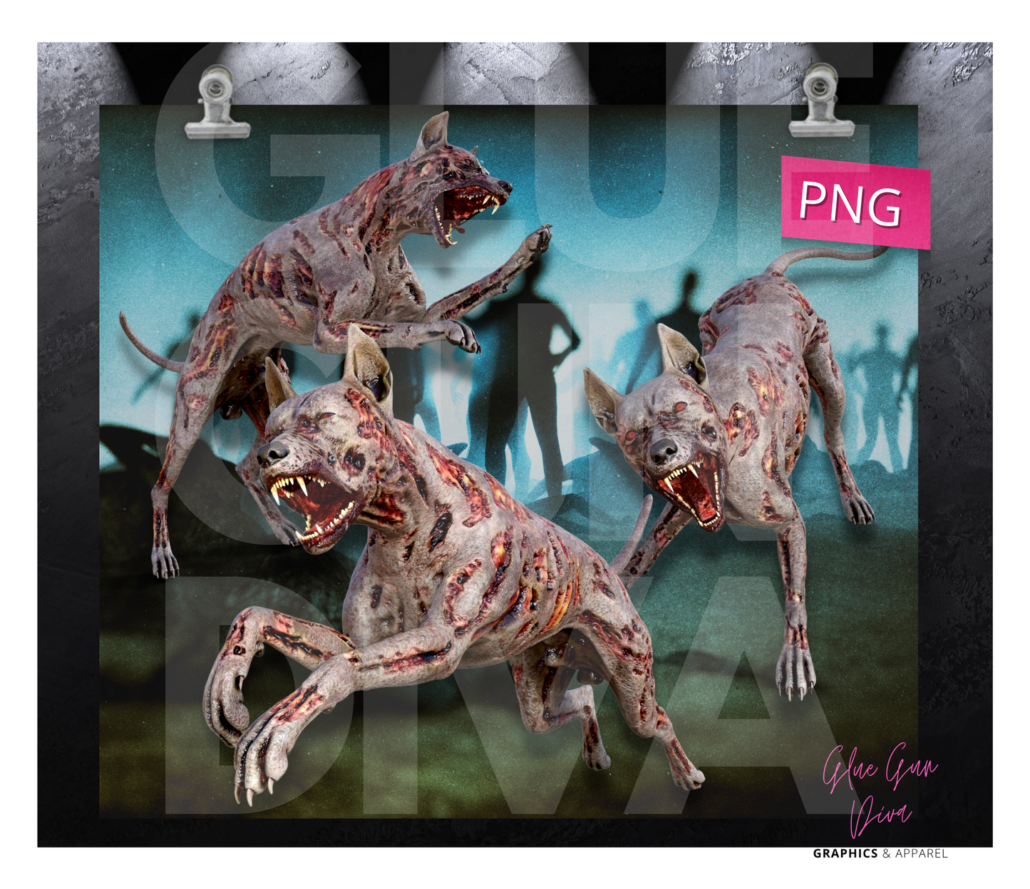 Zombie Dogs -  Digital tumbler wrap for 20 oz skinny straight tumbler