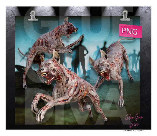 Zombie Dogs -  Digital tumbler wrap for 20 oz skinny straight tumbler