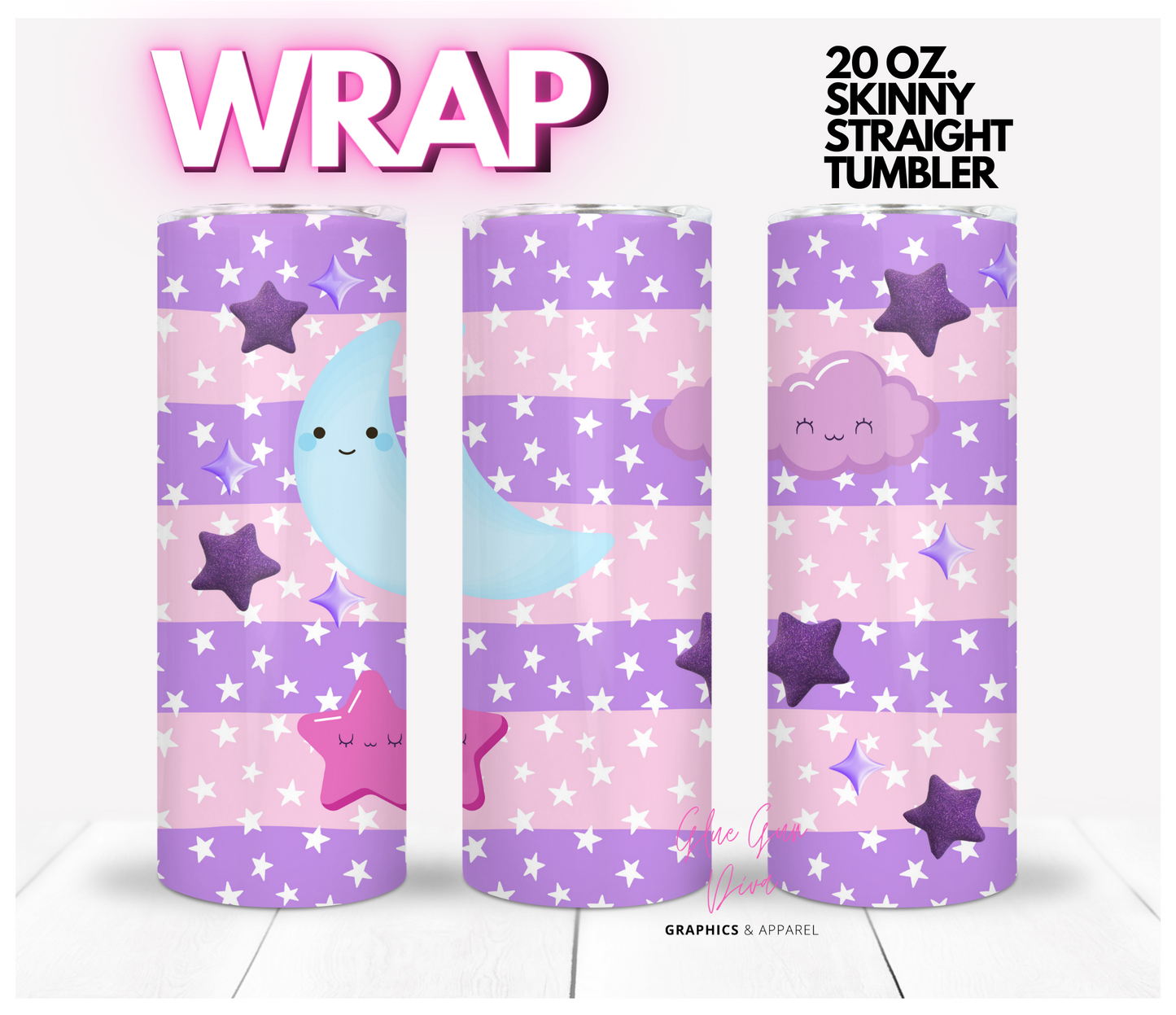 Purple Skies - Digital tumbler wrap for 20 oz skinny straight tumbler