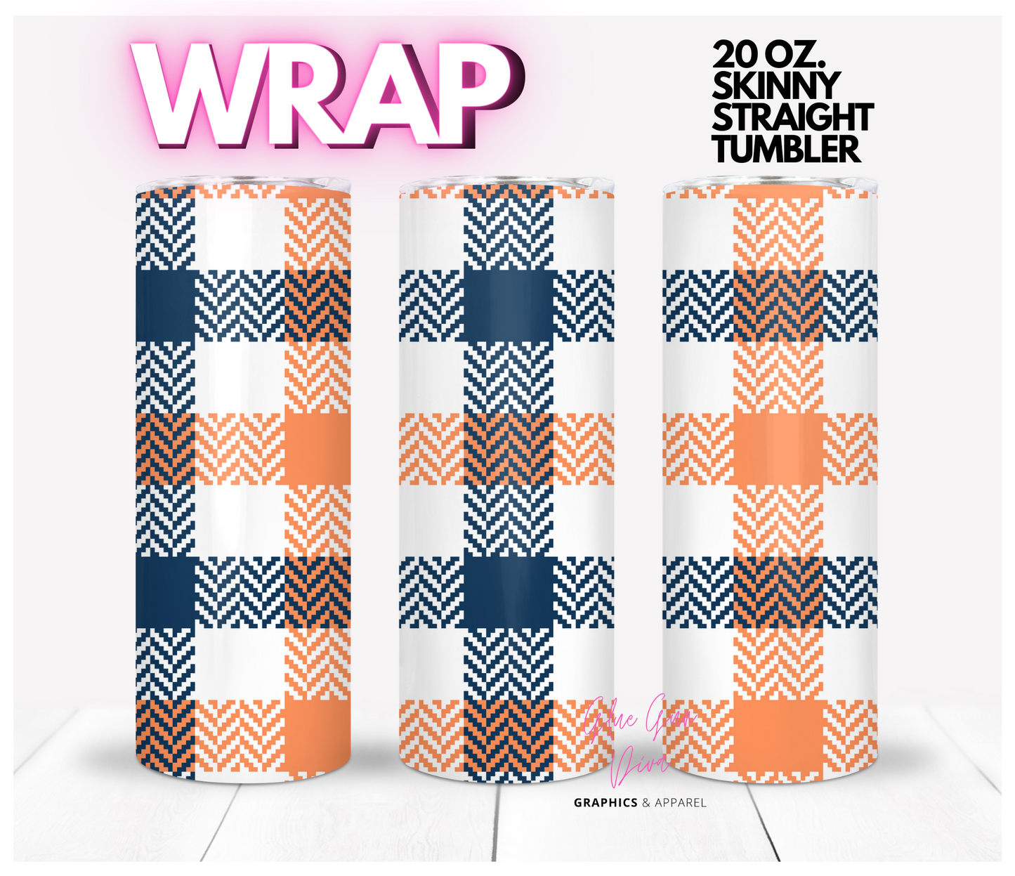 Fall White Plaid -  Digital tumbler wrap for 20 oz skinny straight tumbler