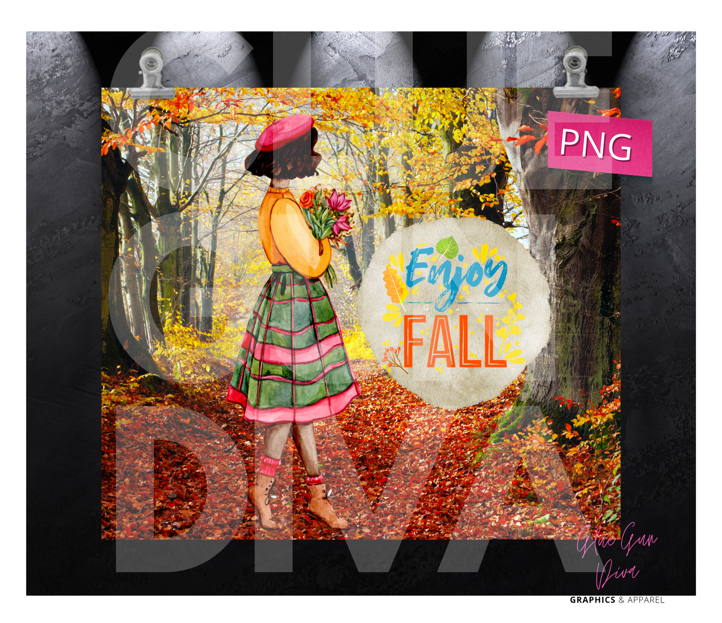 Enjoy Fall-  Digital tumbler wrap for 20 oz skinny straight tumbler