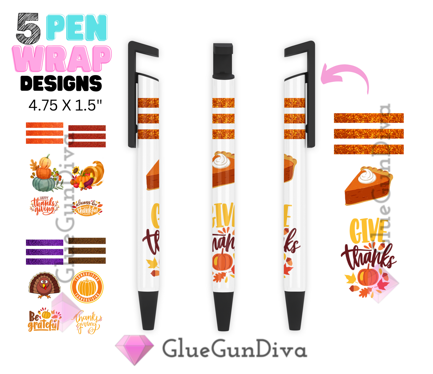 Thanksgiving Stripes - Digital Pen wraps