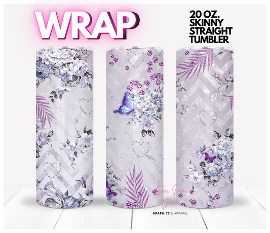 Pretty in purple - Digital tumbler wrap for 20 oz skinny straight tumbler