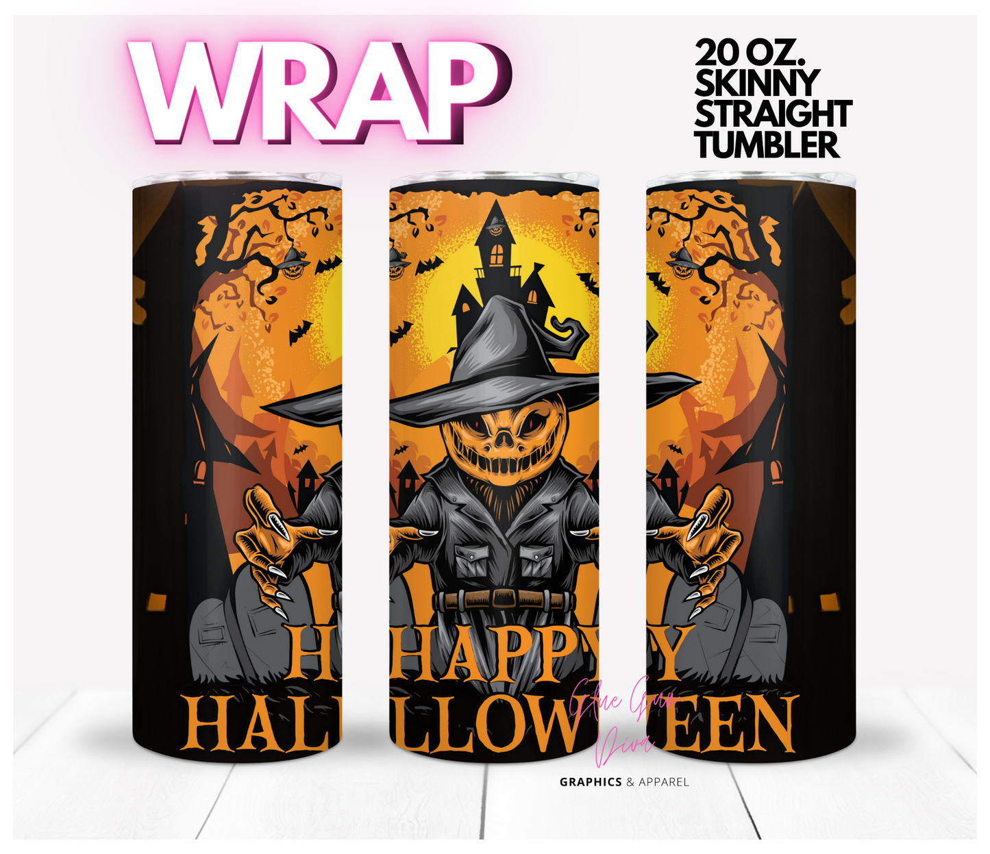 Happy Halloween -  Digital tumbler wrap for 20 oz skinny straight tumbler